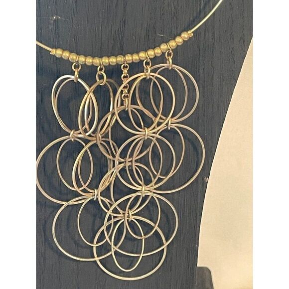 Choker and earrings set Goldtone circle - Picture 2 of 4